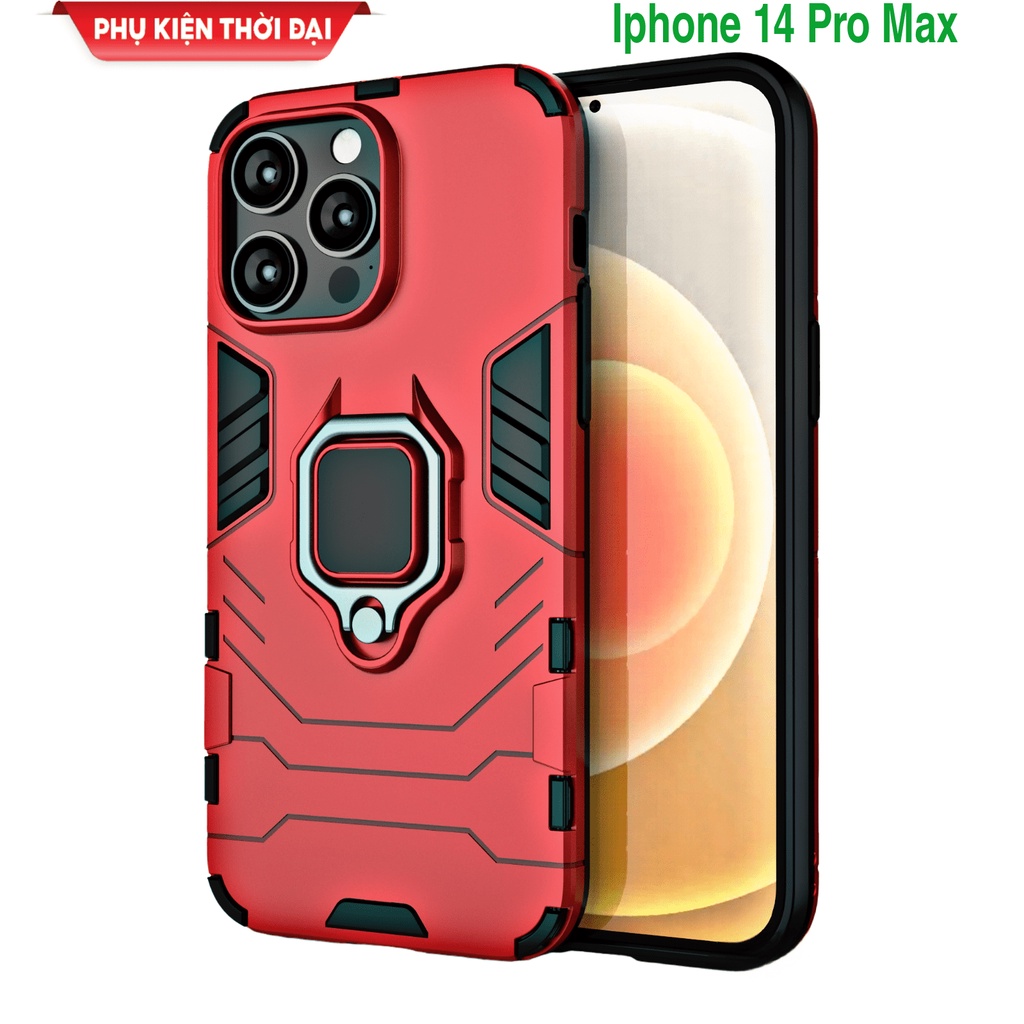Ốp lưng Iphone 14 Pro Max Iron Man Iring chống sốc chống va đập mạnh giá đỡ kiêm nhẫn hút nam châm