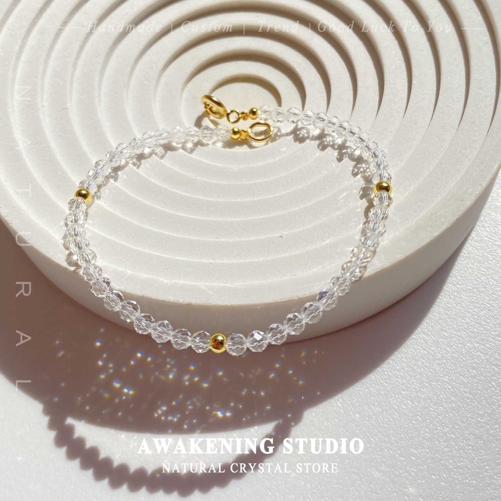 Vòng Tay Hạt Pha Lê Trắng May Mắn Thanh Lịch Thời Trang Cho Nữ