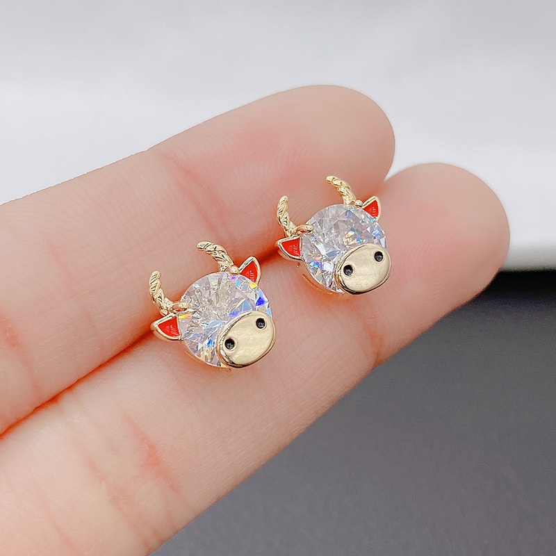 Bông Tai Mạ Bạc 925 Đính Đá Zircon Kiểu Dáng Dễ Thương