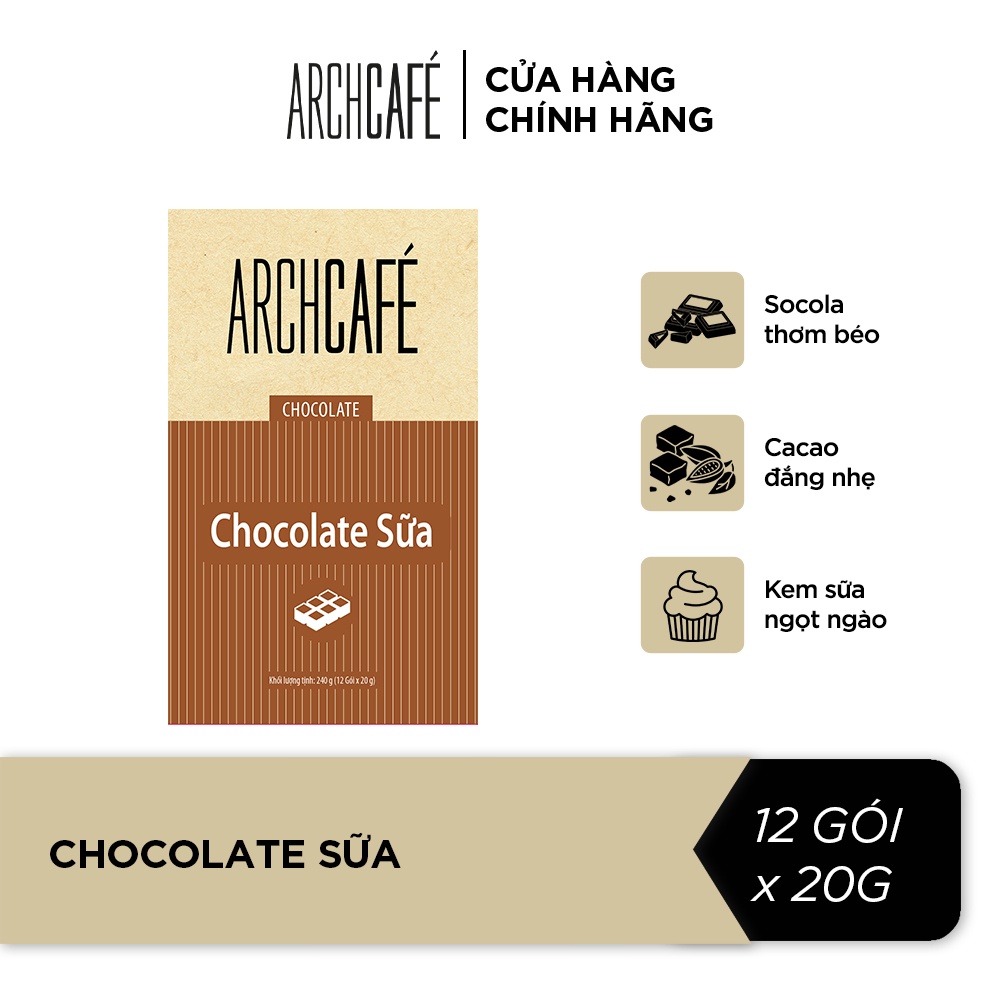 Chocolate Sữa Choco Cacao hoà tan Archcafé (Sô cô la) (hộp 12 gói x 20g)