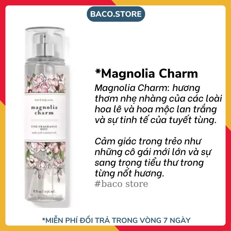 Body mist Xịt thơm toàn thân Magnolia Charm 236ml sang trọng, nhẹ nhàng