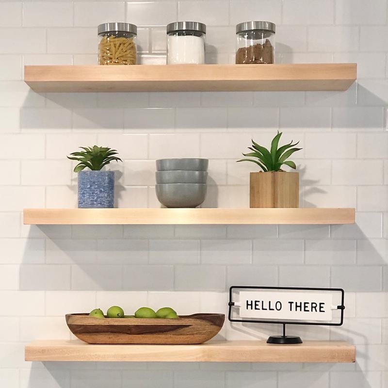 Thang ngang kệ gỗ treo tường kèm vít âm tường