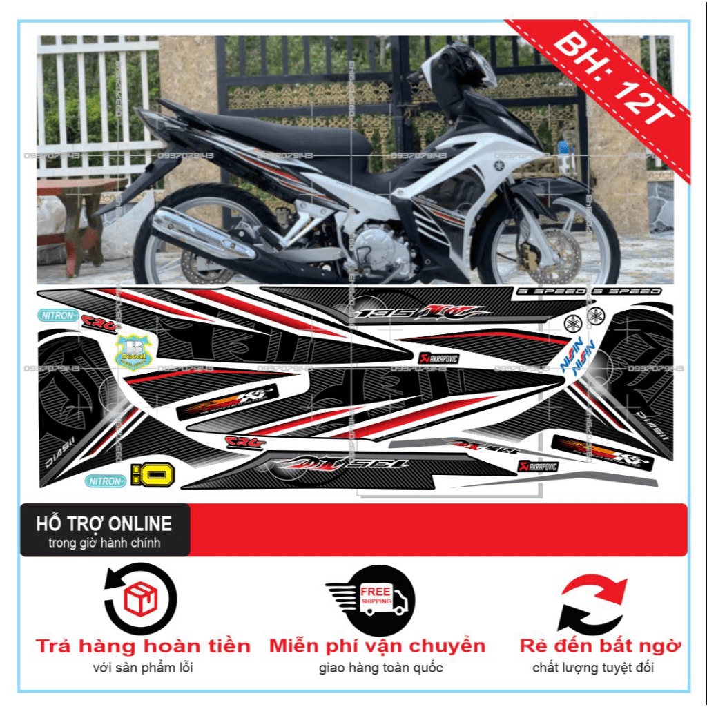 {TPHCM-FREE SHIP] TEM RỜI EXCITER 2011 LC TRẮNG ĐEN