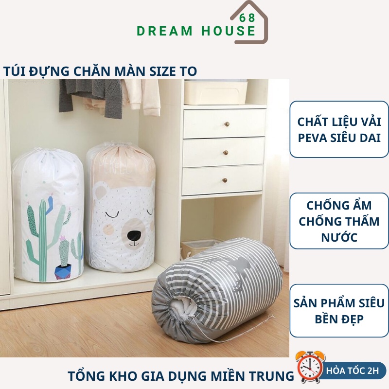 Túi đựng chăn màn quần áo đa năng 135 lít chống ẩm gấp gọn xuất Nhật cỡ lớn