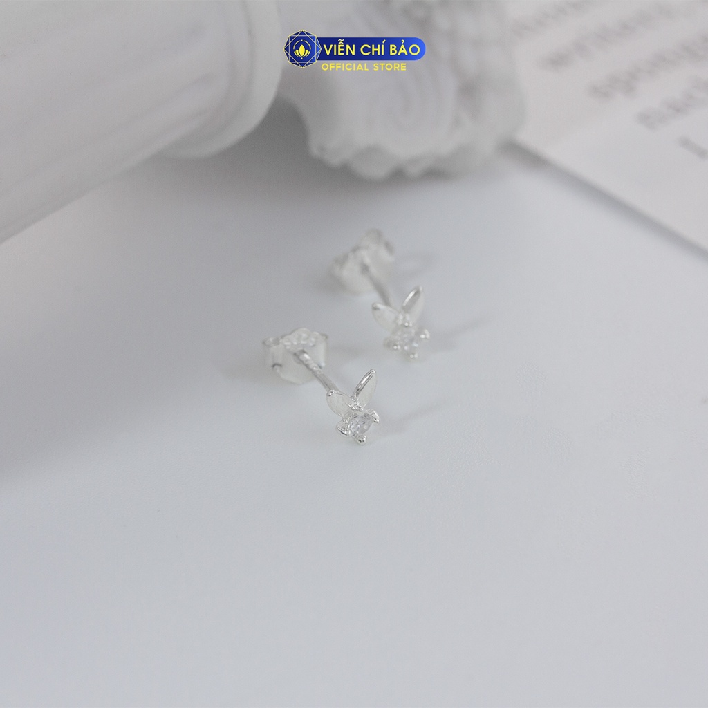 Bông tai bạc nữ chú thỏ đính đá chất liệu bạc 925 thời trang phụ kiện trang sức nữ Viễn Chí Bảo E0104