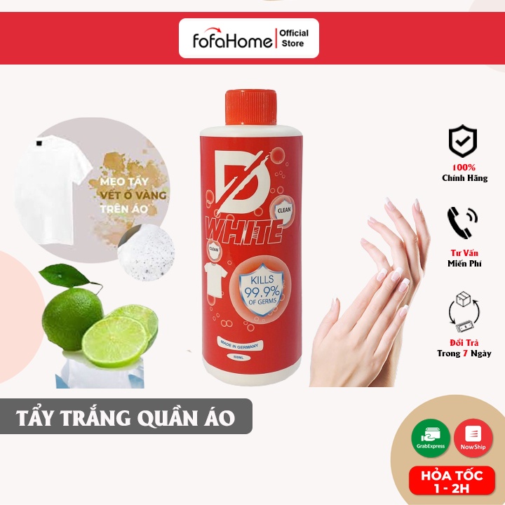 Tẩy Trắng Quần Áo D White, Tẩy Mốc Quần Áo, Ố Vàng 100% Chính Hãng Từ Đức