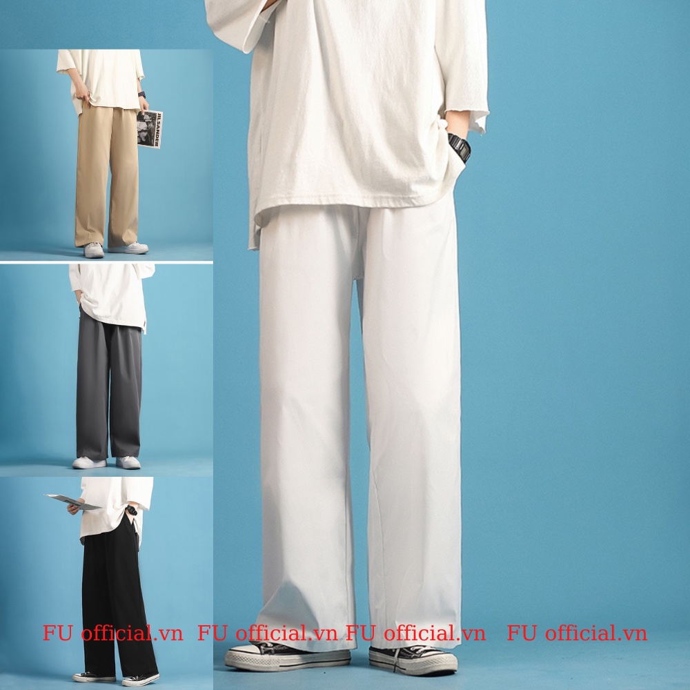 Quần âu dáng suông ống rộng - Quần tây vải ống suông cao cấp dáng Unisex phong cách chun lưng cho nam và nữ