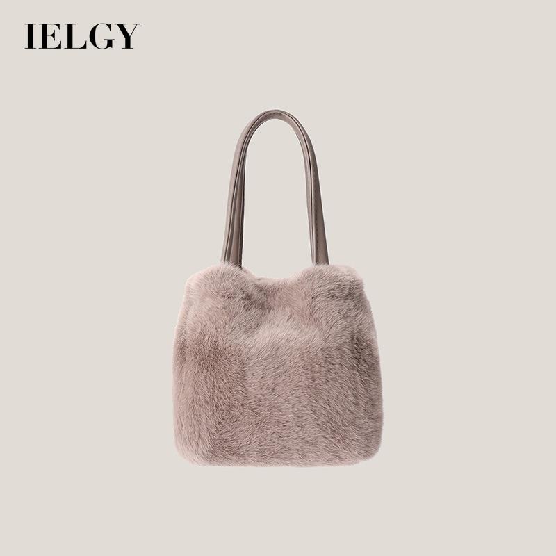 Ielgy Túi bucket Phối Lông Tươi Mới Và Ngọt Ngào Nhỏ Gọn Cho Nữ