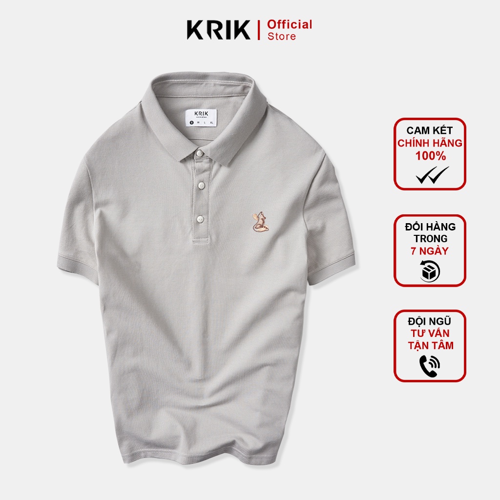 Áo Polo Nam KRIK Form Regular, Chất Vải Cotton Mềm Thoáng Khí, Họa Tiết Thêu Đơn Giản Tinh Tế PL0271