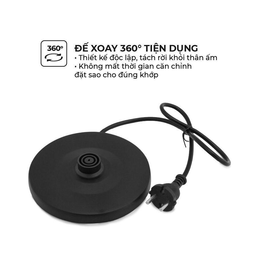 Ấm Siêu Tốc Đun Nước SunHouse Happytime - Bình Đun Siêu Tốc Inox Cách Nhiệt Bảo Hành Chính Hãng