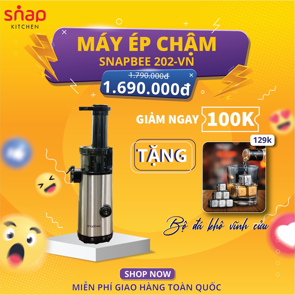 Máy Ép Chậm SnapBee 202VN - Thương hiệu Mỹ - Ép Trái Cây, Rau Củ chuyên dụng, Nhỏ Gọn và Bền Bỉ