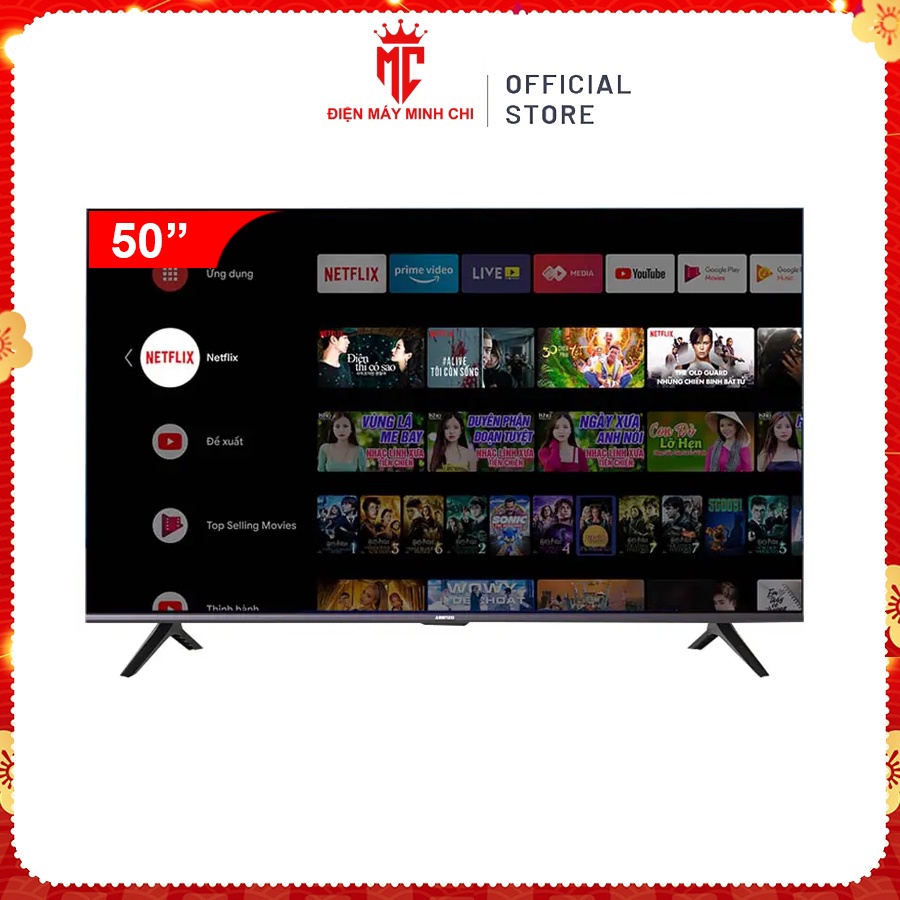 Smart tivi Asanzo 50 inch 4K voice search android 10.0 Model 50U71 - Miễn phí giao hàng Hà Nội