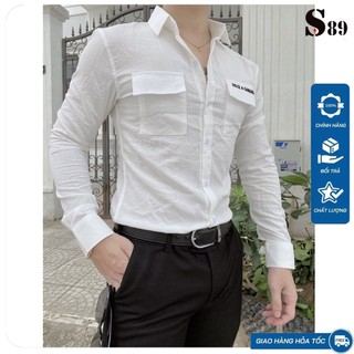 Áo sơ mi đũi nam dài tay form sllim fit Hàn Quốc vải dày dặn 3 màu đen , trắng , nâu