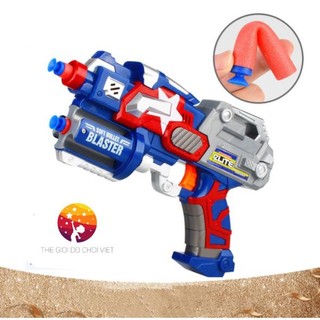 (Tặng 10 que xốp) Đồ Chơi Sung Nerf Cao Cấp Bắn Đan Xốp