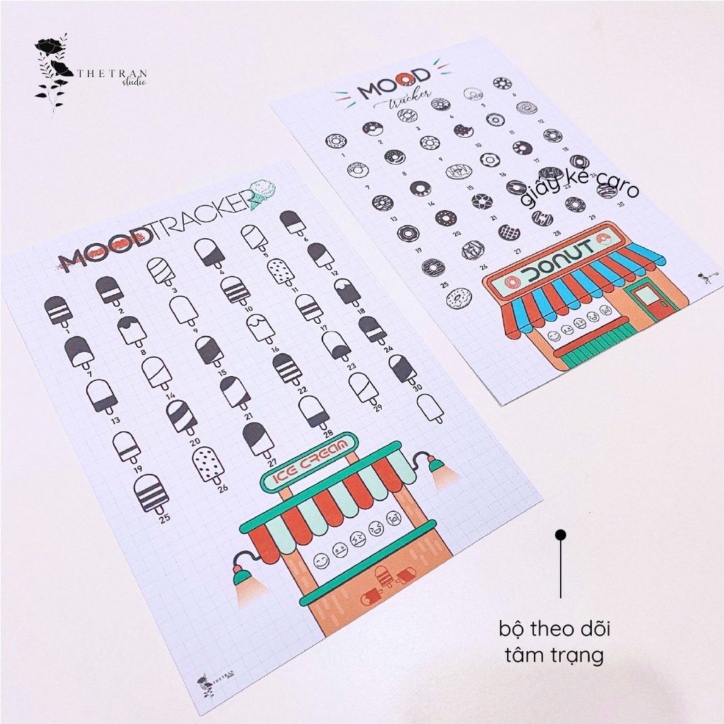 Bộ 10 tờ ghi chú kế hoạch A5 theo dõi thói quen sinh hoạt sở thích / habit tracker / thetranstudio