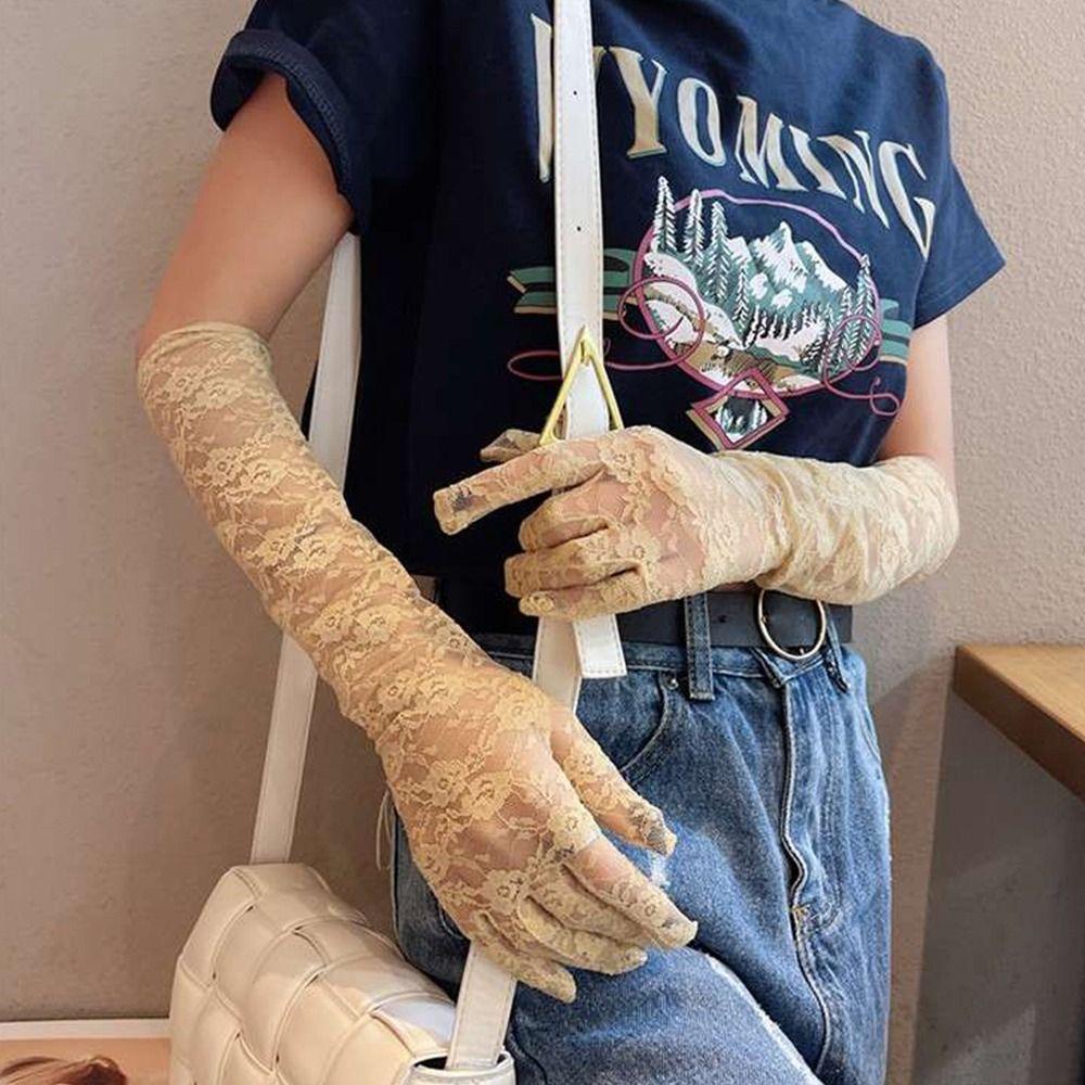 Găng Tay Ren Lưới Siêu Mỏng Chống Tia UV Ngọt Ngào Thanh Lịch Dành Cho Cô Dâu