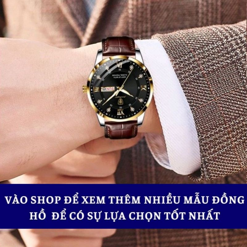 Đồng hồ nam POEDAGAR PA5 chính hãng dây da cao cấp dạ quang phát sáng chống nước