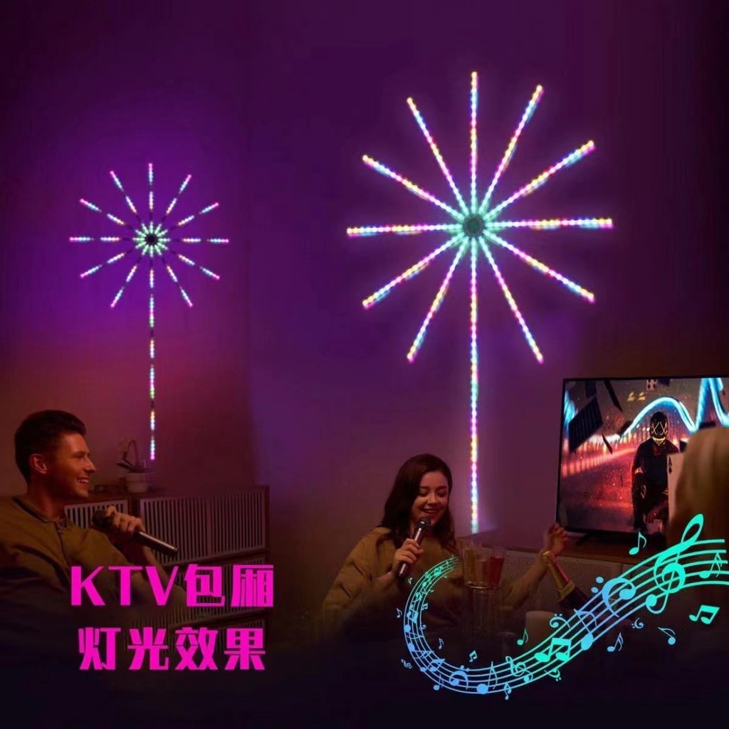 Dây Led RGB Pháo Hoa 16 Màu Cảm Biến Âm Thanh Có Remote Điều Khiển và Kết Nối APP Điện Thoại, Trang Trí Decor Phòng