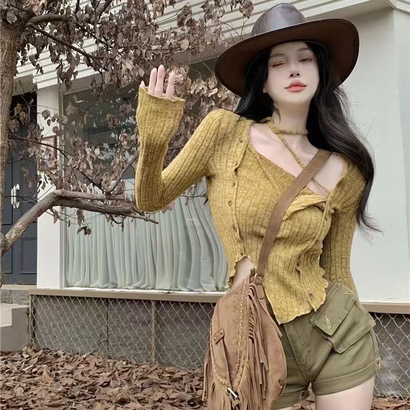 Áo Len Dệt Kim Tay Dài Cổ Vuông Dáng Ôm Phong Cách Hàn Quốc Dành Cho Nữ