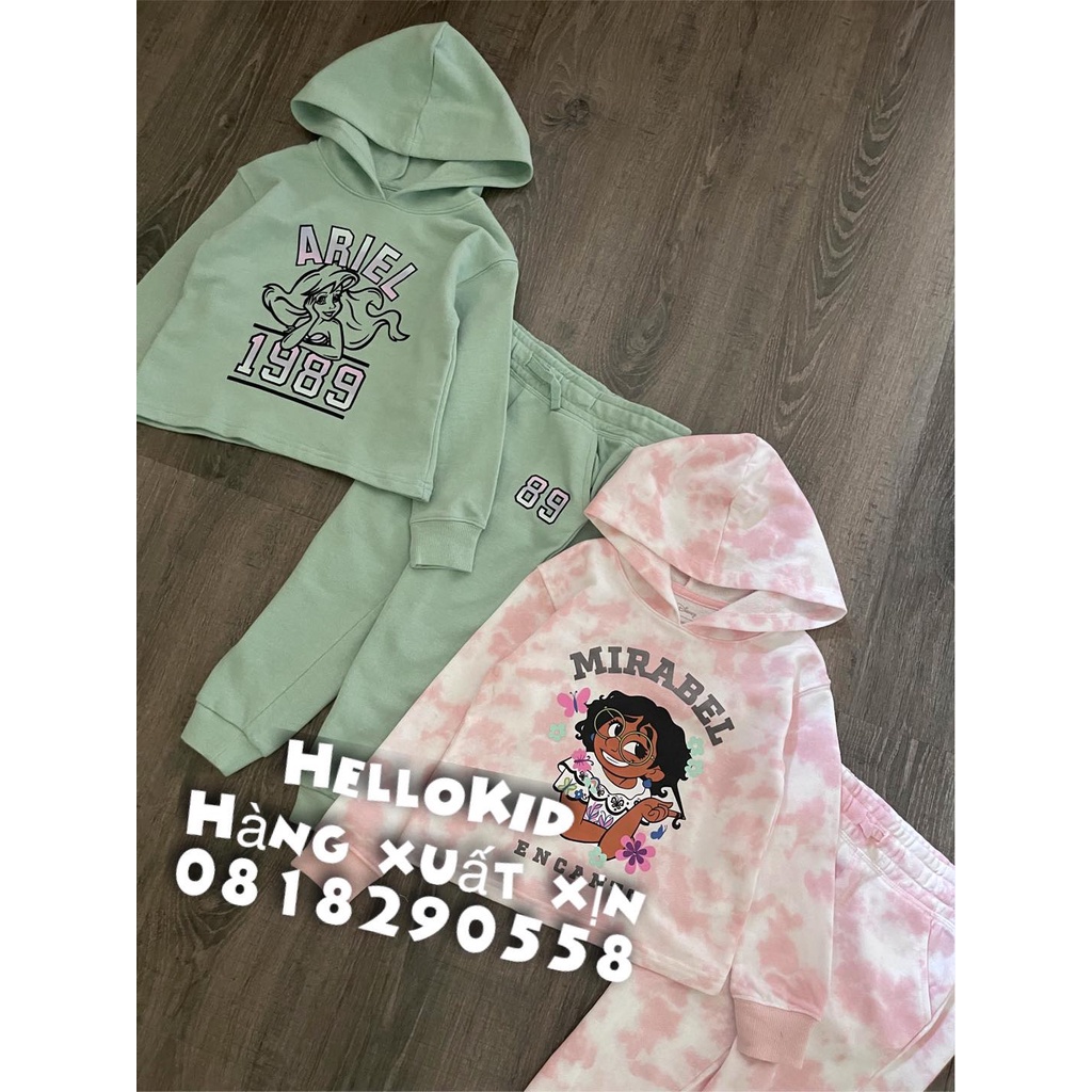 B656 - Bộ hoodie da cá disney jumping bé gái