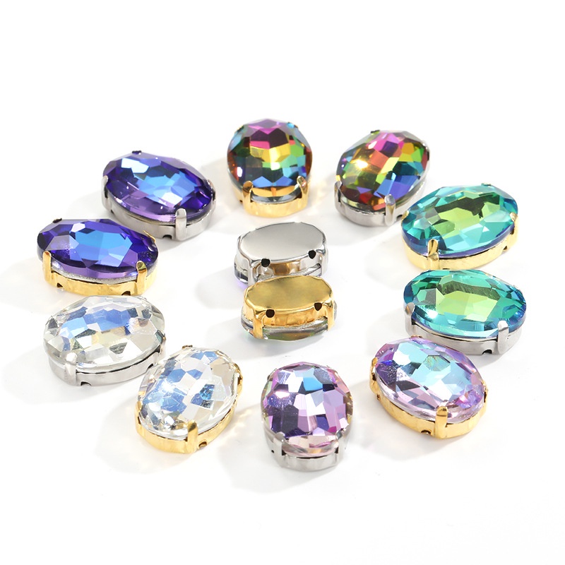 Bộ 10 Mũi Khoan Pha Lê Hình Oval Bốn Góc Màu Mạ Điện Diy