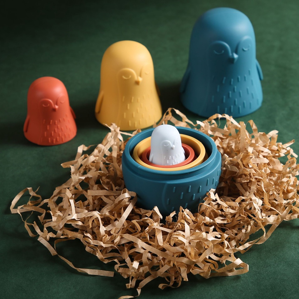 Đồ chơi xếp chồng chim cánh cụt bằng silicone không chứa BPA