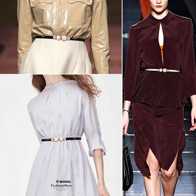 Thắt Lưng Co Giãn Phối Ngọc Trai Phong Cách Hàn Quốc Cổ Điển Thời Trang Cho Nữ