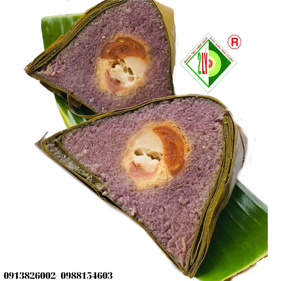 Bánh Ú Cẩm nhân mặn [Bánh tét Trà Cuôn Hai Lý tại Trà Vinh]