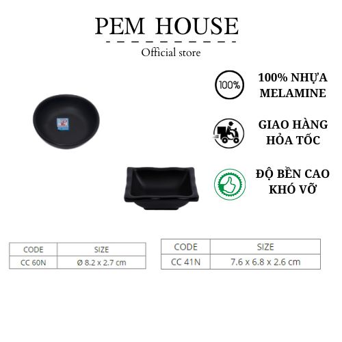 Chén Chấm Nhựa Melamine Nhám Đen