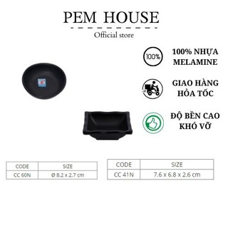 Chén Chấm Nhựa Melamine Nhám Đen