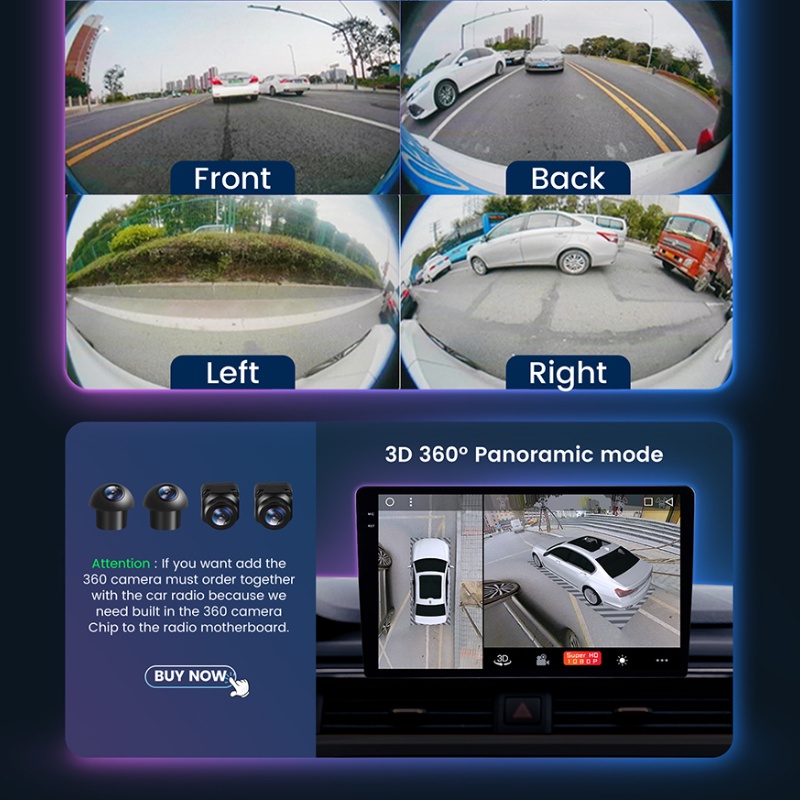 Camera HD 3D 360 Độ 4 Camera 360 720P 1080P Cho Xe Hơi