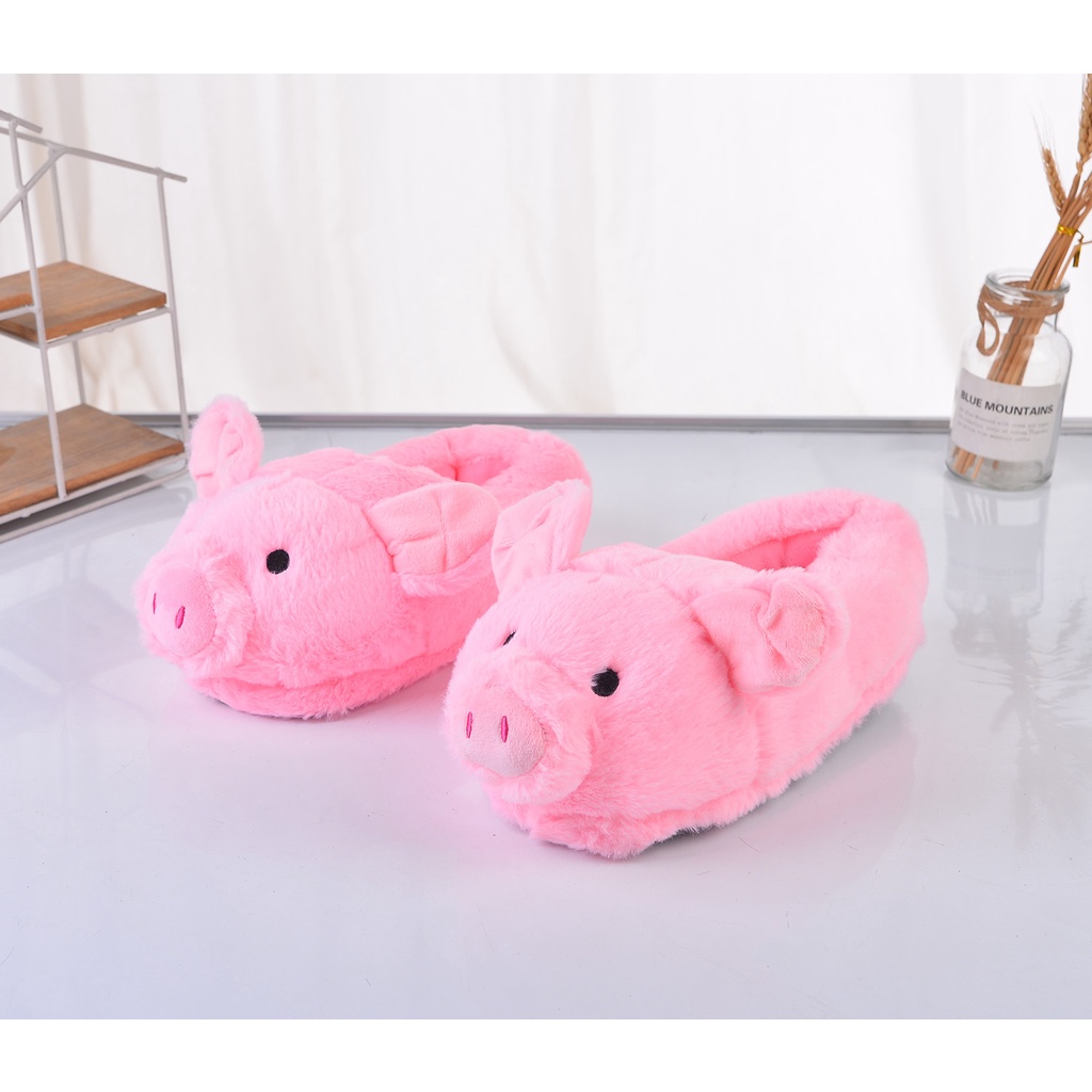 Dép Bông Đi Trong Nhà Ấm Áp Chống Trượt Hình Chú Heo Dễ Thương