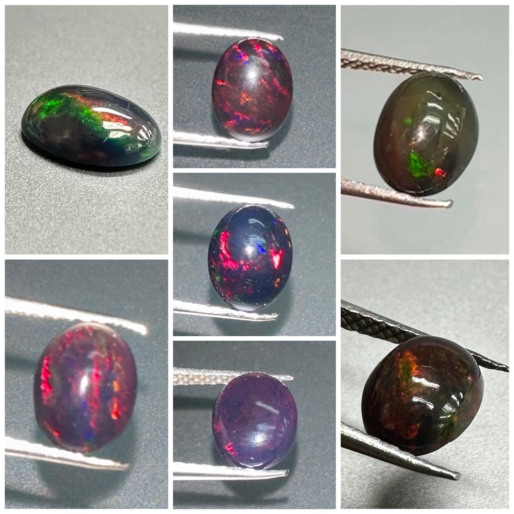 Ethiopia BLACK OPAL OVAL Shape Premium Back So sánh ETHIOPIAN FIRE CABOCHON CALIBRATED