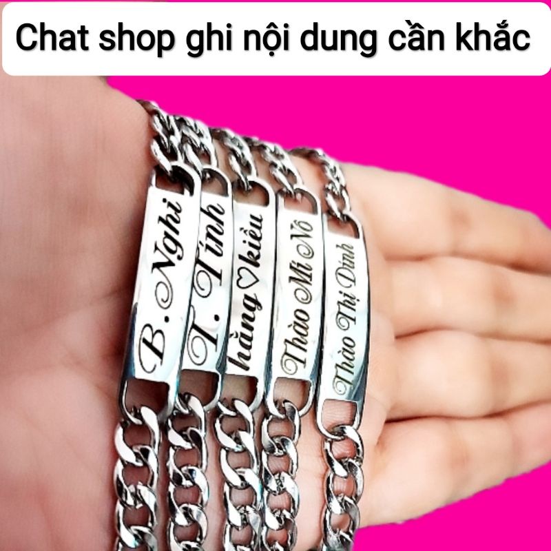 Khắc chữ theo yêu cầu,Vòng tay đôi, Lắc tay cặp thép không gỉ( Chat shop ghi nội dung cần khắc) giá 1 chiếc