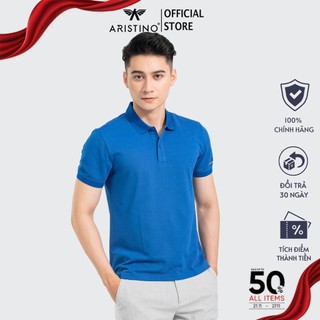 Áo thun nam ARISTINO chất liệu mềm mại, cổ áo dệt khỏe khoắn, tay trái in họa tiết đầy tinh tế - APS026S1