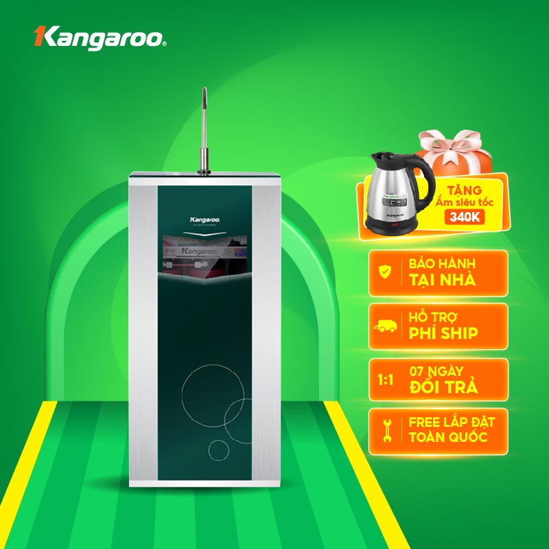 Thiết bị lọc nước Kangaroo RO 9 lõi Model KG109A vỏ tủ VTU màu xanh (kèm carton)