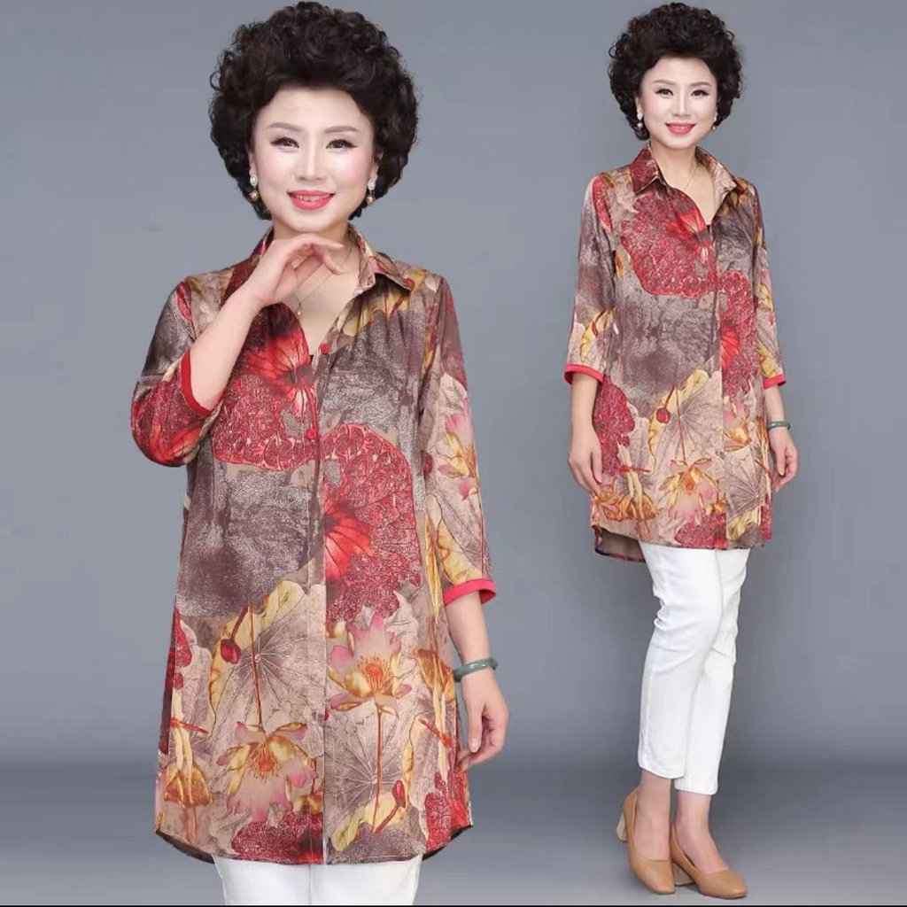 Áo Sơ Mi Chiffon Dáng Rộng Thời Trang Xuân Thu Cho Nữ Trung Niên