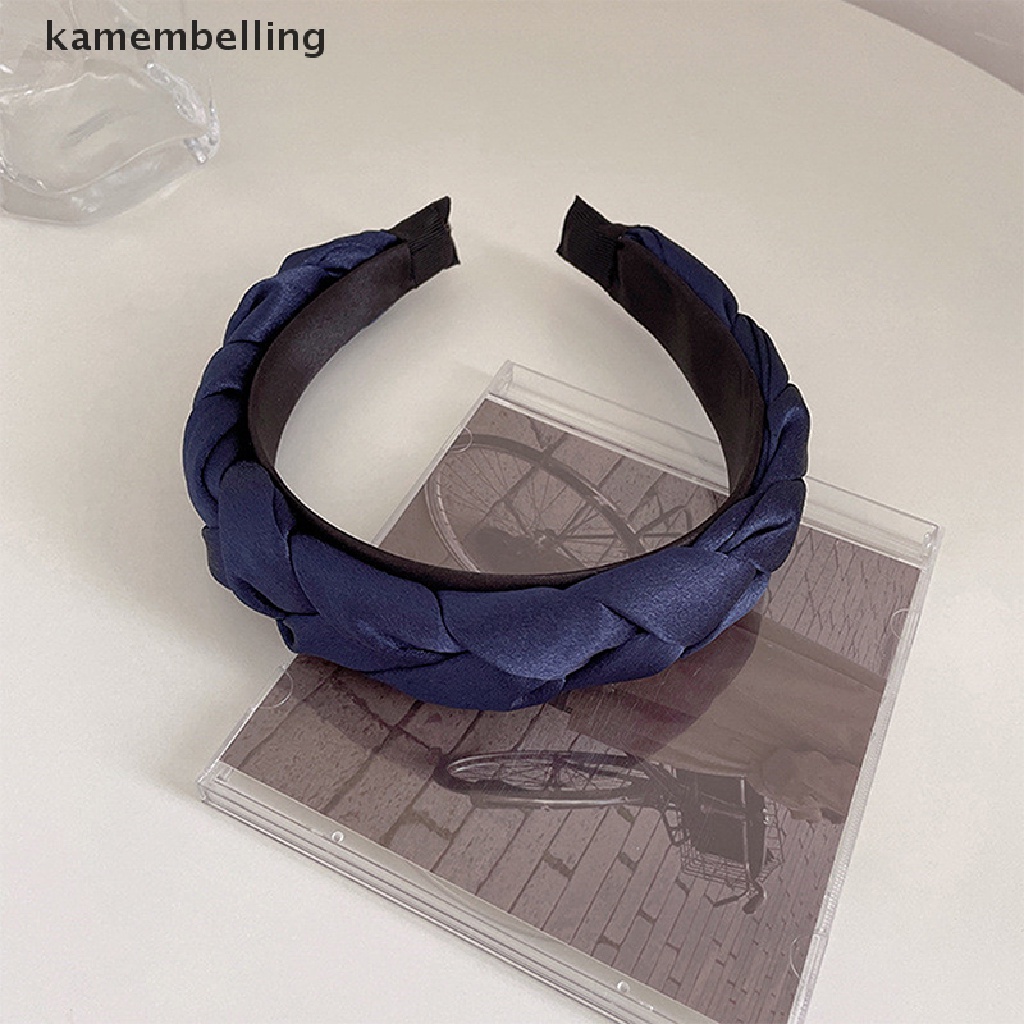 Kamembelling Băng Đô Bện Tóc Bản Rộng Màu Trơn Thời Trang