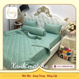 (Rẻ Vô Địch) Ga - Drap Giường Lẻ Thun Mát Lạnh Thương hiệu AT HOME - Màu Xanh Matcha