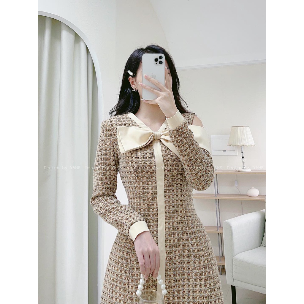 Váy dạ tweed dày dặn 2 lớp Calista Dress YV85 YAME