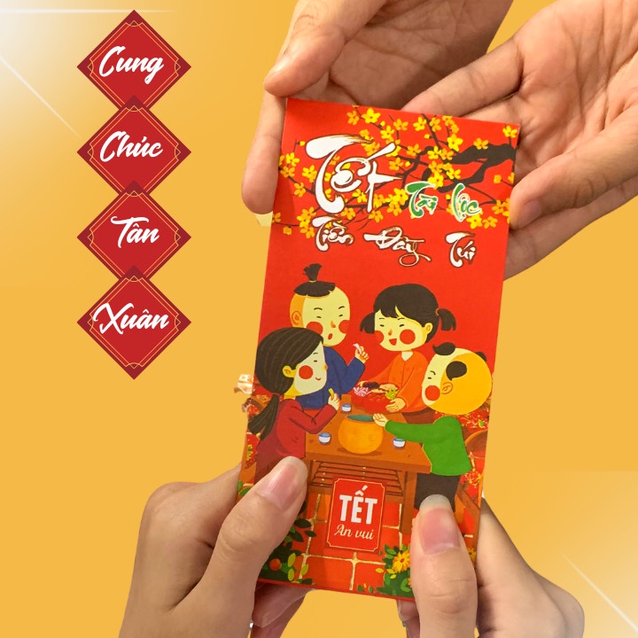 Combo 50 phong bao lì xì đỏ đẹp, set 50 lì xì truyền thống may mắn tài lộc 2023 { H }