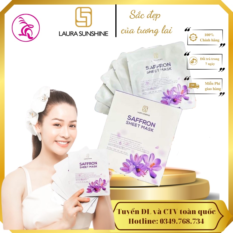 Mặt nạ nhụy hoa nghệ tây - LAURA SUNSHINE SAFFRON SHEET MASK Nhật Kim Anh (mẫu mới)