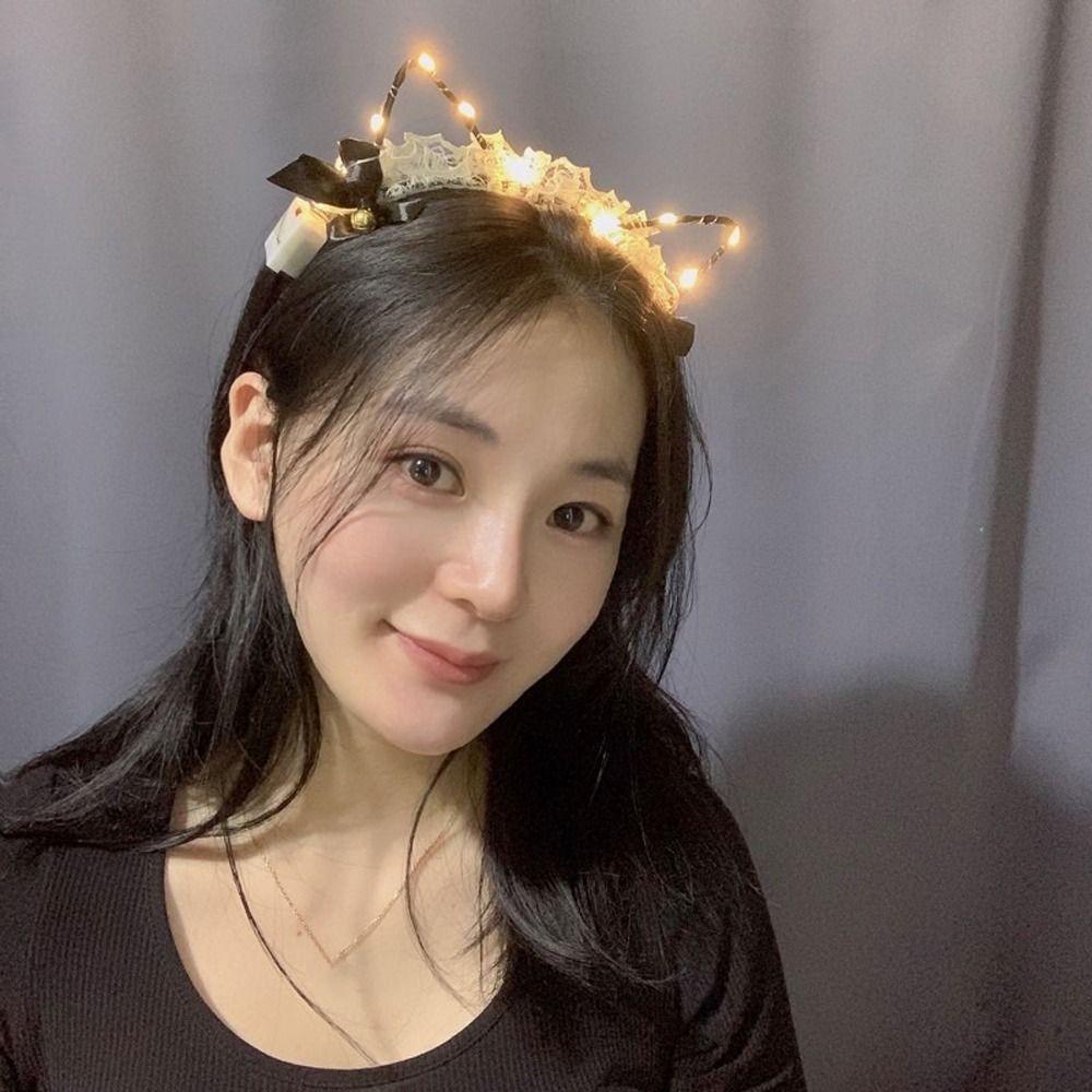 Băng Đô Tai Thỏ Có Đèn LED Dễ Thương Cho Bé Gái Hóa Trang