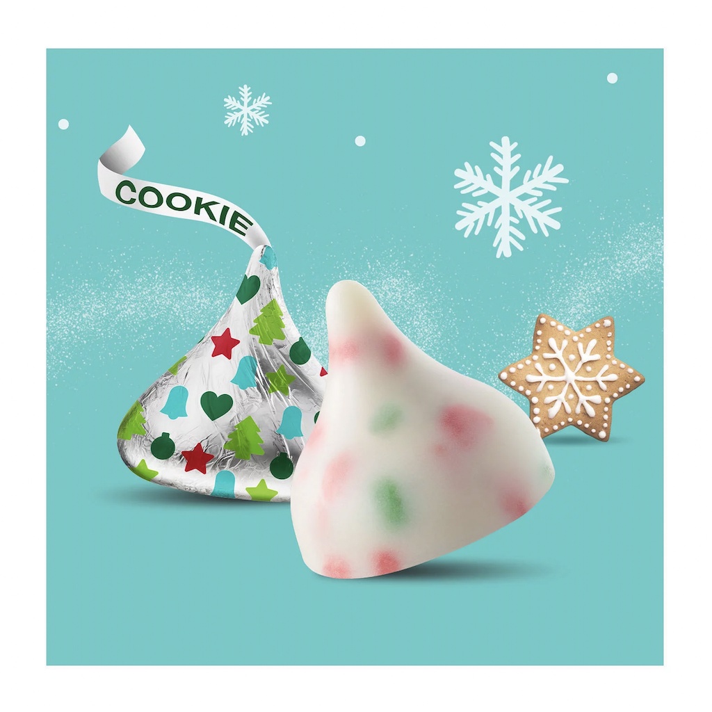 TÚI 255g SOCOLA KEM & BÁNH COOKIES GIÒN Hershey's Kisses - Sugar Cookie Flavor White Creme, Christmas - MẪU GIÁNG SINH (