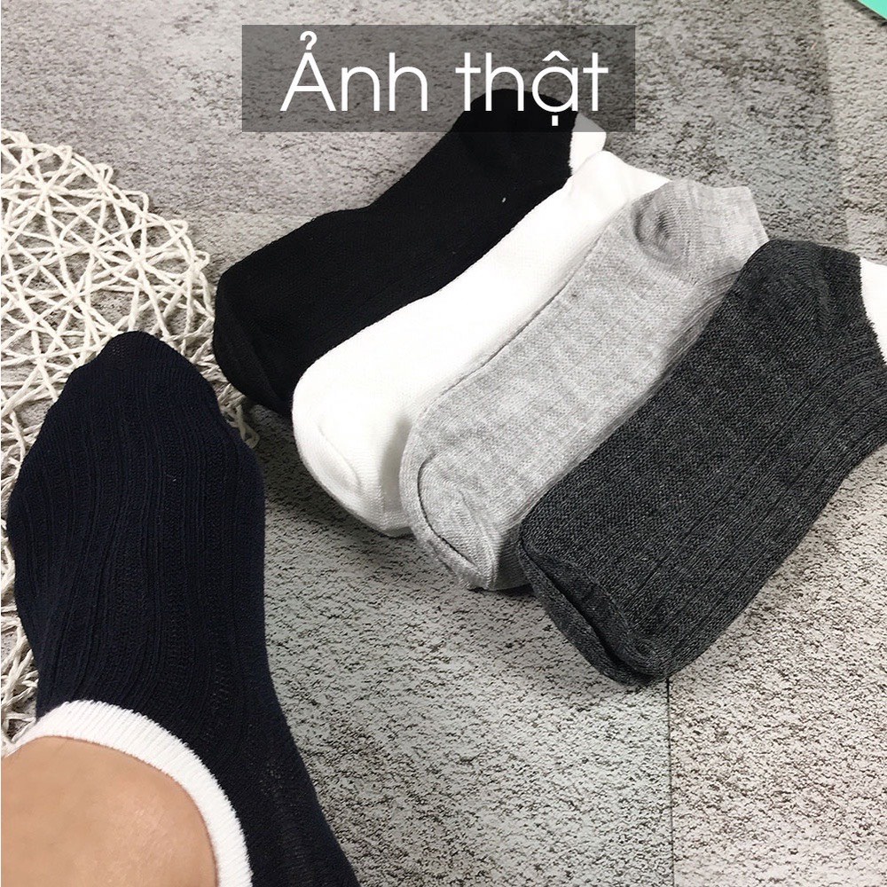Vớ Cổ Ngắn Nam Nữ, Tất Cổ Ngắn Unisex Phong Cách Hàn Quốc màu Trắng Đen Vải Cotton 88344