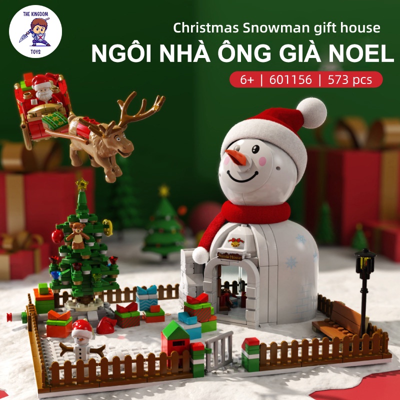 Đồ Chơi Lắp Ráp Giáng Sinh Noel Mô Hình Ngôi Nhà Ông Già Noel Phát Sáng Người Tuyết Cây Thông 601156