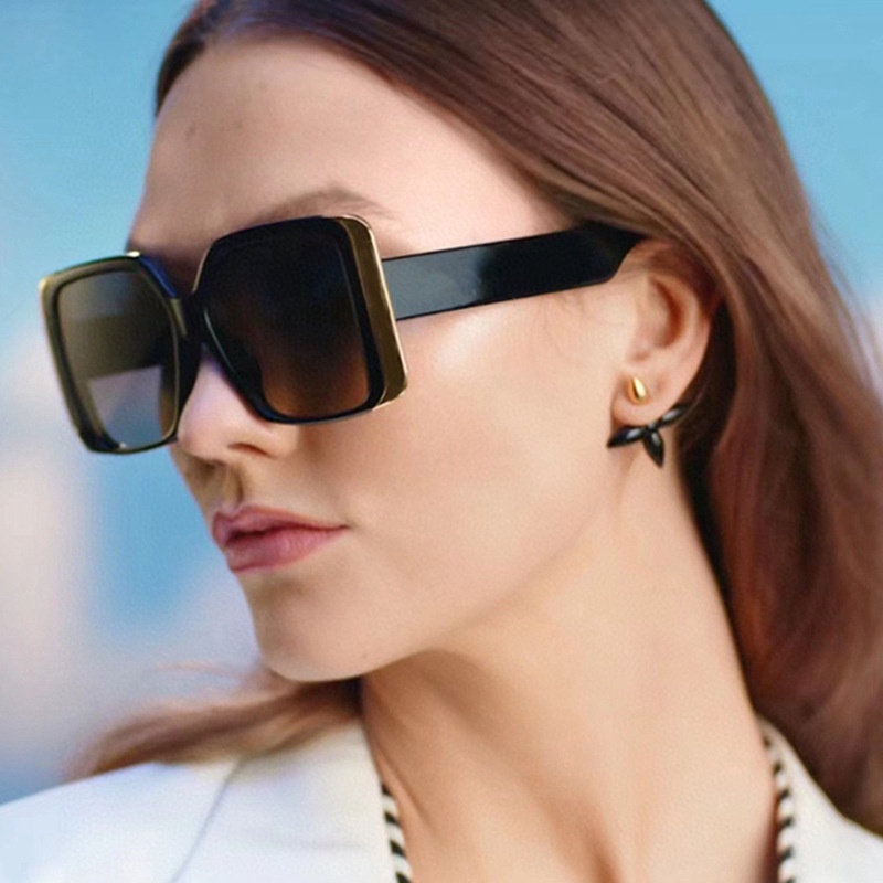 (YUZHU) Kính Mát Gọng Vuông Oversized Thời Trang Phương Tây Cho Nữ