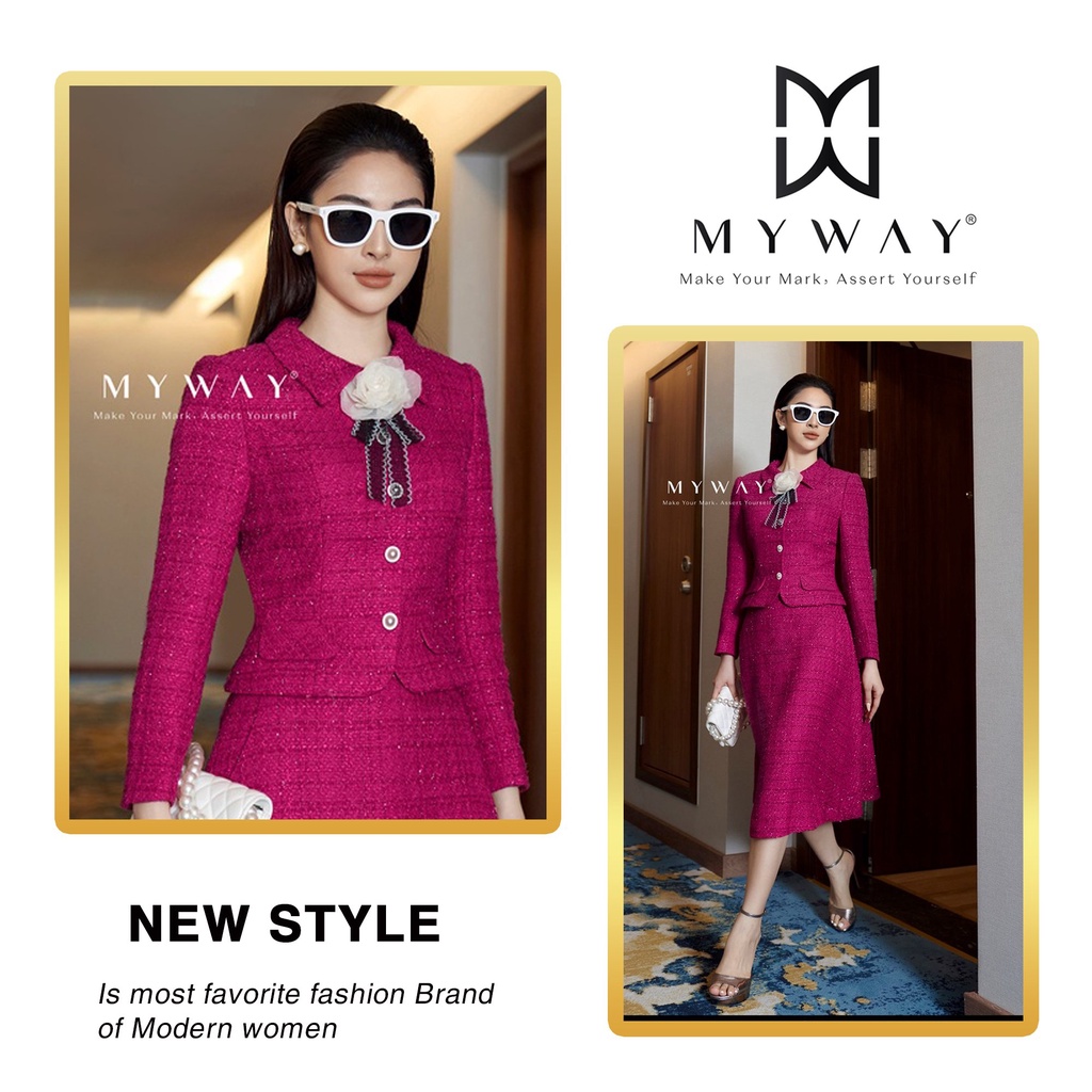 Sét Áo Vest Dạ Và Chân Váy Vest Dạ Tweed MY WAY Dáng Xòe Cao Cấp 5MVB0239 - 1MCAB242