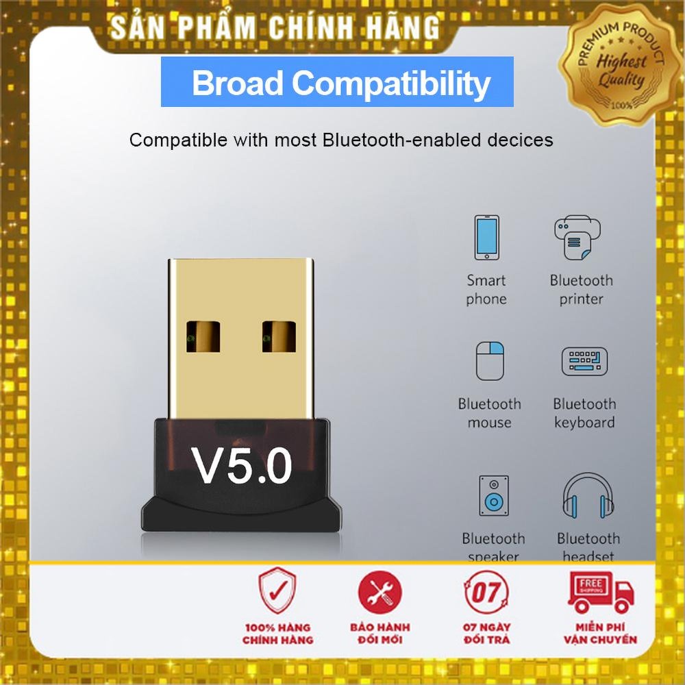 [V5.0] USB Bluetooth 5.0 cho PC -USB Bluetooth Máy tính kết nối 20m V5.0 (tuanboutique)