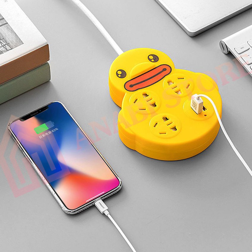 Ổ Điện Vịt Vàng Siêu Cute - Ổ Điện Đa Năng Tích Hợp Cổng Sạc USB